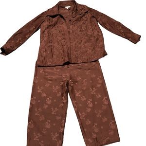 Vintage Simon’s Chin Chin 3 piece silk outfit in brown. Size M. VGUC